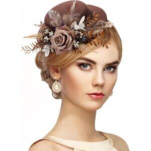 Mini Derby Fascinator Hat Handmade Women Girls High Tea Top Hat Vintage
